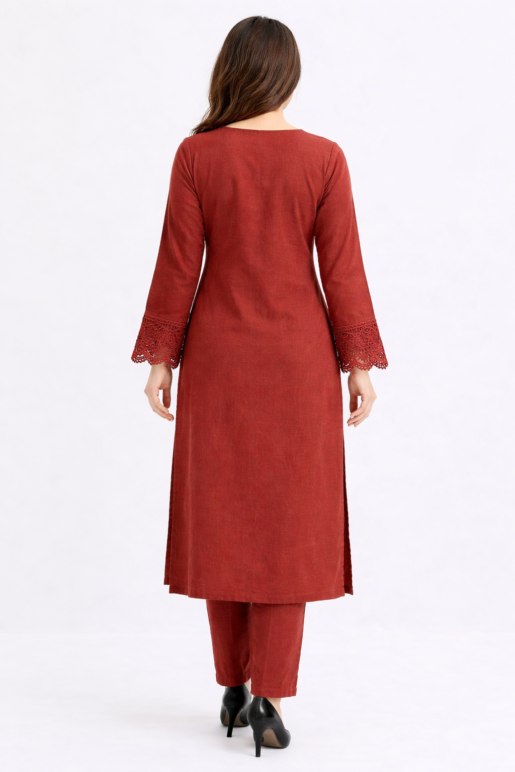Elegant Rust Button-Detail 2 Piece Suit