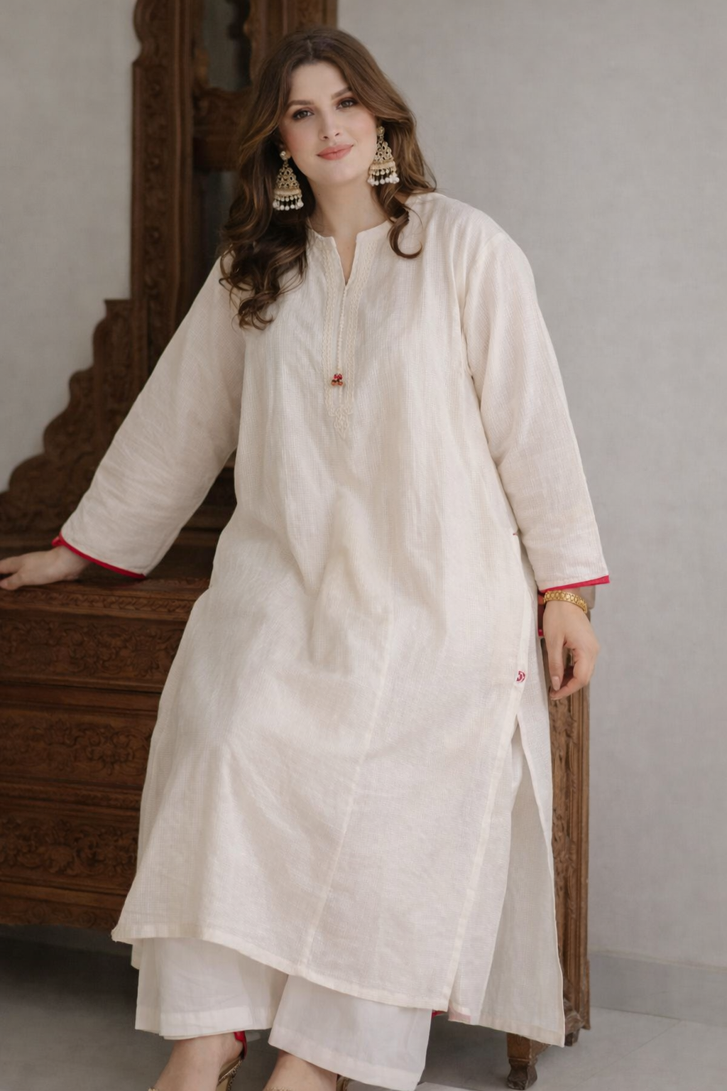 Cotton Lawn Long Kurta with Straight Trousers – Elegant Summer Pret