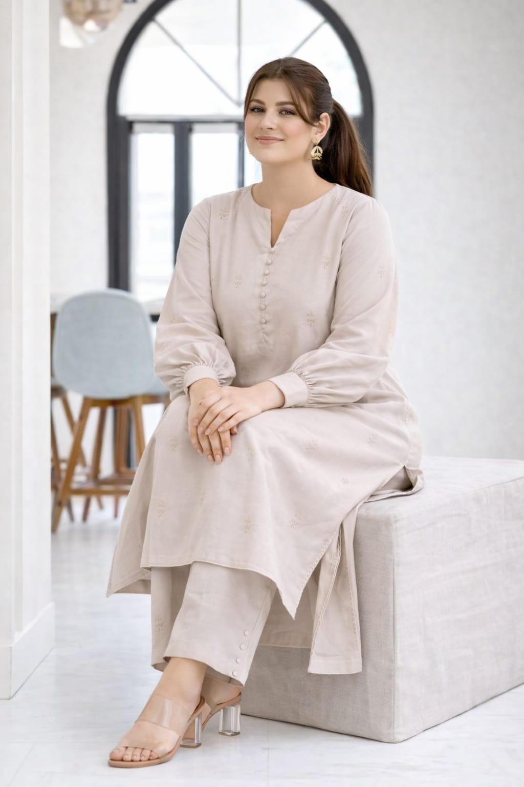 Premium Soft Cotton Embroidered 2-Piece Suit – Ready to Wear