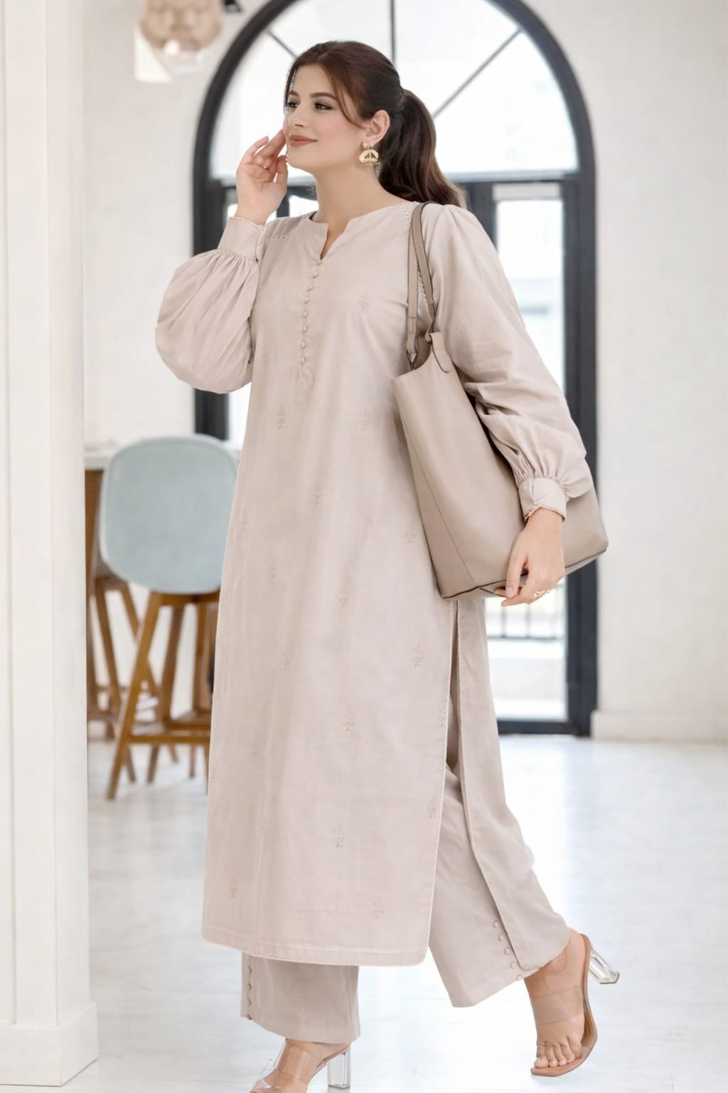 Premium Soft Cotton Embroidered 2-Piece Suit – Ready to Wear
