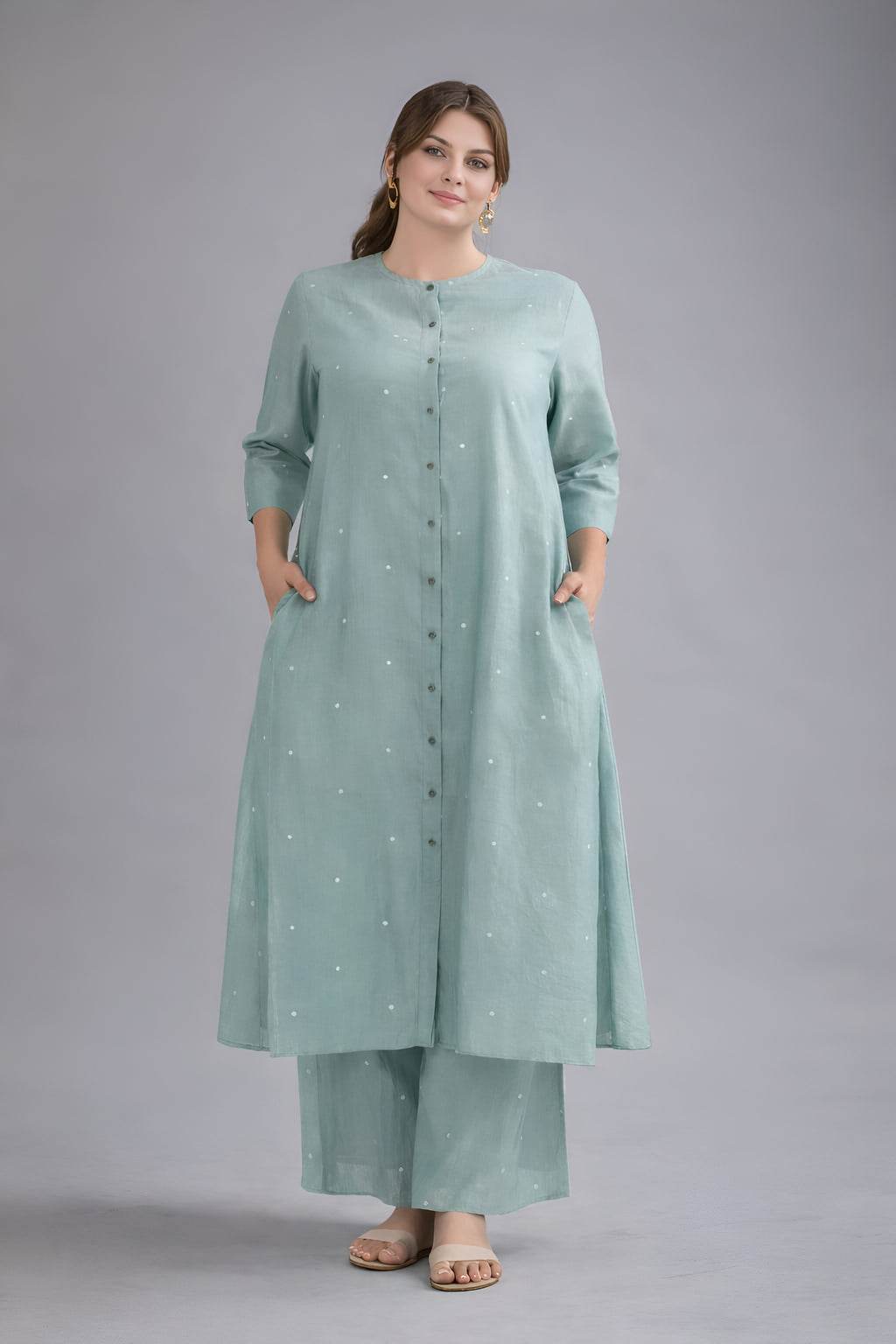 ZIPOSH Soft Lawn Polka Dot Kurta Set – Relaxed Fit Pret Collection
